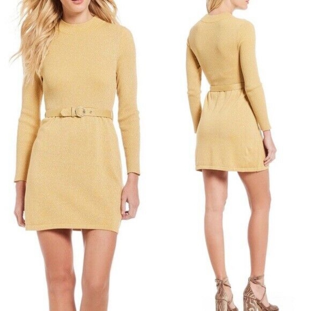 New Free People French Girl Gold Mod Dress